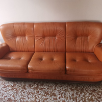 Divano pelle legno