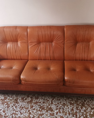 Divano pelle legno