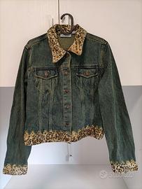 Giacca vintage denim animalier L donna