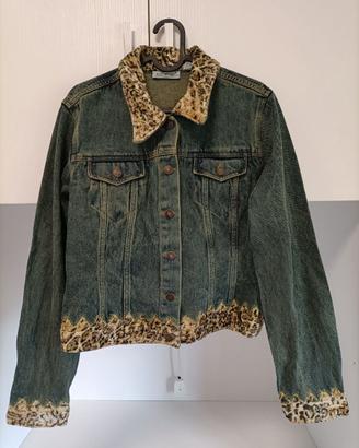 Giacca vintage denim animalier L donna