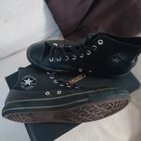 Converse vera pelle nere alte