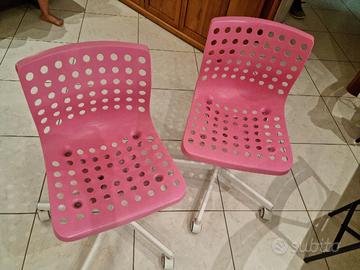 sedie rosa con rotelle - coppia