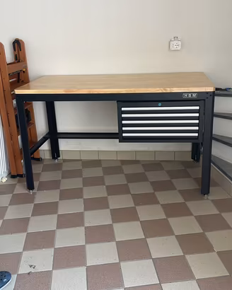 Tavolo lavoro officina acciaio legno HBM 157 cm
