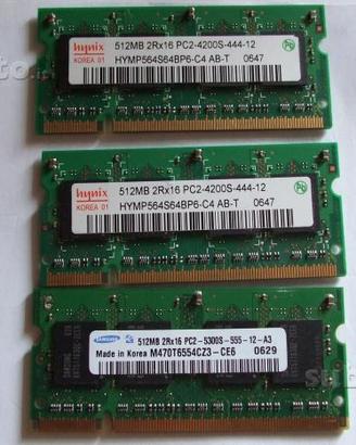 3 banchi. ram 512 pc2 4200s /5300s notebook