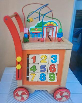 Carrello primi passi e cubo educativo per bambini 