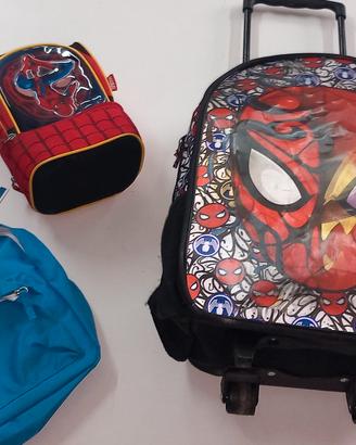 tris zaini spider man + zainetto spider man + mate