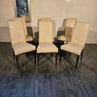 set 6 sedie in pelle color panna usate