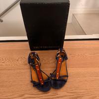 Scarpe blu camoscio trussardi