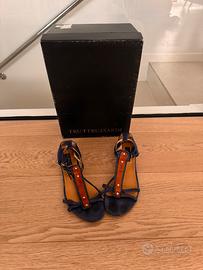 Scarpe blu camoscio trussardi