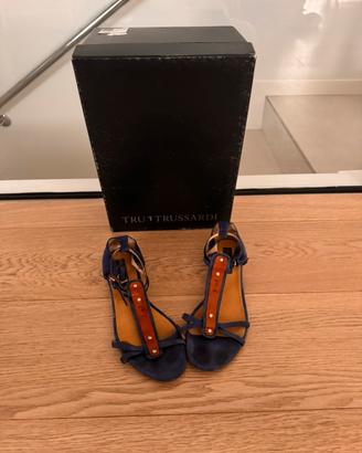 Scarpe blu camoscio trussardi