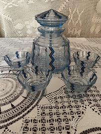 Servizio Art Déco vetro anni 30 con 4 coppette