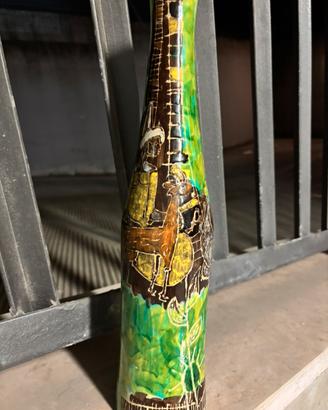 Vaso bottiglia ceramica vintage artistica h 41 cm