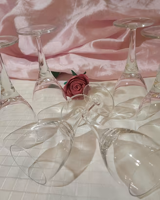 Set 6 Calici Vino Rosso Cristallo Stile Château