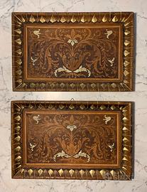 Coppia quadri in legno intarsiati a mano