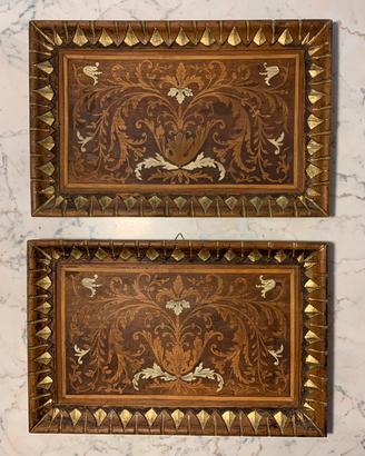 Coppia quadri in legno intarsiati a mano