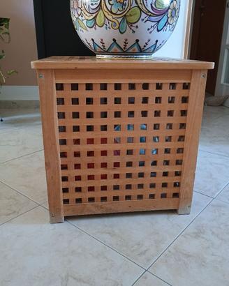Tavolino porta oggetti/giocattoli in legno acacia