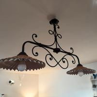 Lampadario rustico in ferro battuto - 2 luci