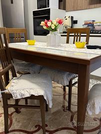 Tavolo legno massello cm130x80 allungabile +4sedie