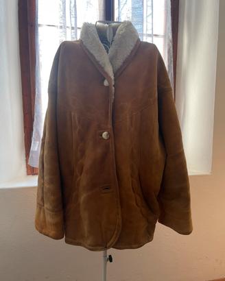 montone vintage in vera pelle scamosciata