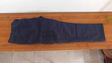 COTTON & SILK Jeans Straight Cargo Blu Navy.
