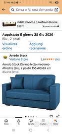 divanetto blu  due posti con contenitore 