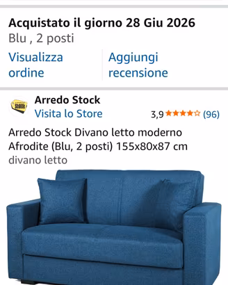 divanetto blu  due posti con contenitore 