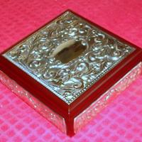 Scatola cofanetto porta gioie in legno e argento