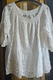 Maglia estiva bianca in pizzo (taglia unica)