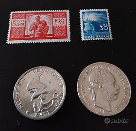 Lotto monete e francobolli 