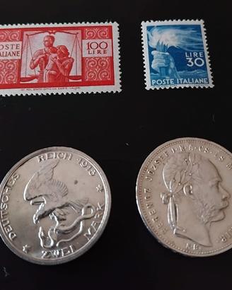 Lotto monete e francobolli 