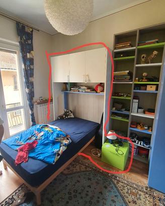 Armadio ponte + letto singolo con materasso