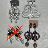 Orecchini 3 paia, metallo, strass, perline, pietre