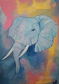 dipinto acrilico su tela elefante 