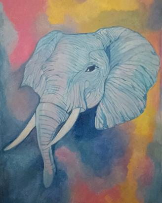 dipinto acrilico su tela elefante 