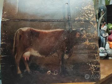 Antico Dipinto olio su tavolo fine 800 