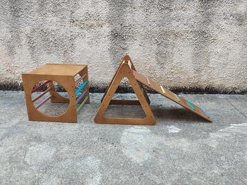 Triangolo di Pikler, cubo e rampa Montessori