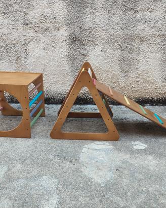 Triangolo di Pikler, cubo e rampa Montessori