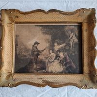 Litografia ottocentesca da Watteau, con cornice
