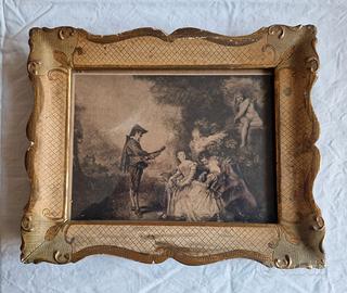 Litografia ottocentesca da Watteau, con cornice