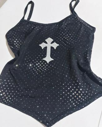 canotta vintage glitter goth style
