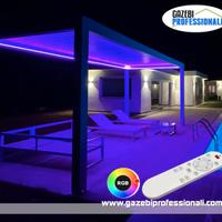 Pergola bioclimatica con LED CERTIFICATA ecobonus