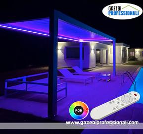 Pergola bioclimatica con LED CERTIFICATA ecobonus