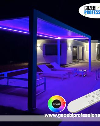 Pergola bioclimatica con LED CERTIFICATA ecobonus
