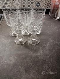 Elegante set di 5 calici in cristallo, Vintage 