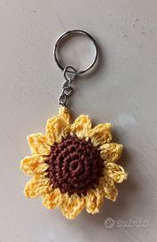 Bomboniera Girasole portachiavi all'uncinetto 