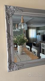 specchio argento opaco, legno 