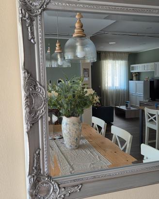 specchio argento opaco, legno 