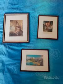 Set di tre quadretti vintage cornice legno