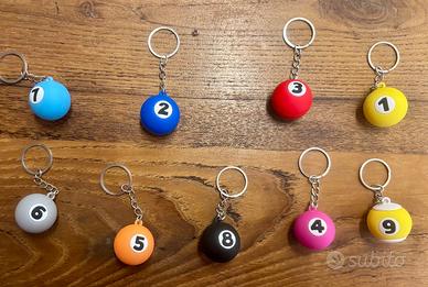 Portachiavi, lotto nove palline biliardo in gomma
