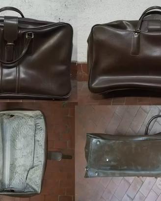 VALIGIA VINTAGE ANNI 70 CERNIERA TASCHE PELLE74X44